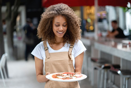 girl with pizza