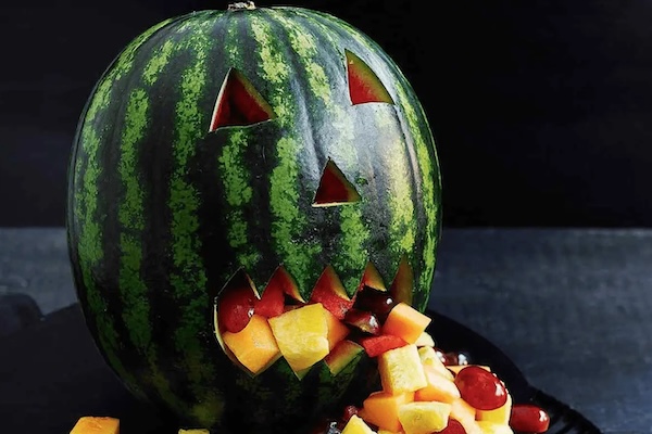 Watermelon jack-o-lantern 