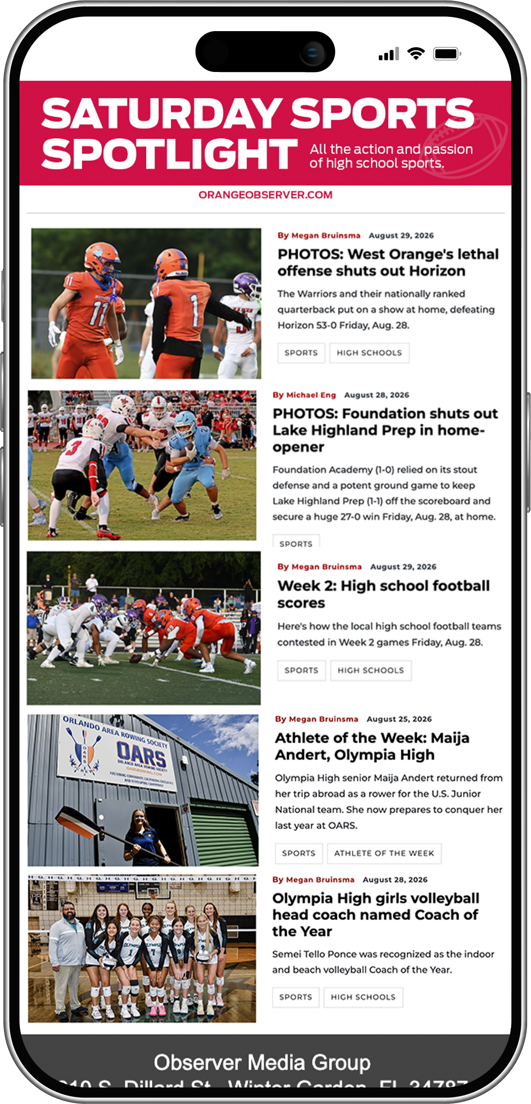 Saturday Sports Spotlight mobile